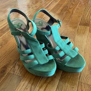 Green Suede Wedges